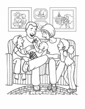 Раскраски обед, Раскраска Семейный обед Семья