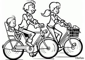 Раскраска Семейная велопрогулка