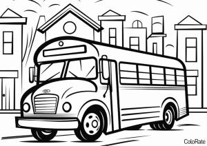 Раскраска Автобус в городе
