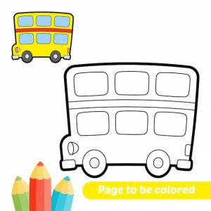 Книжка-раскраска для детей двухэтажный автобус вектор