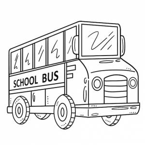 Обратно в школьный автобус изолированная страница раскраски для детей