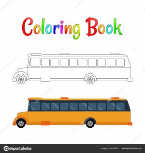 Школьный автобус раскраски страницы, обратно к школьной концепции, дети школьные векторные иллюстрации, школьный автобус изолированы на белом фоне