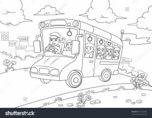 школьный автобус контур для книжки-раскраски