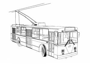 Троллейбус рисунок раскраска
