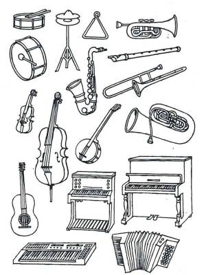 Раскраски Музыкальные инструменты