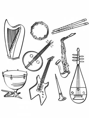 Раскраска Музыкальные инструменты  для девочек