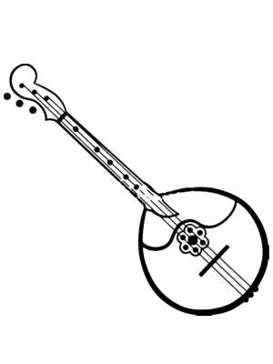 Картинка Музыкальные инструменты раскраска на листе  онлайн