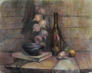 Интерьерная картина, Натюрморт, Рисунок Натюрморт Неоимпрессионизм, Реализм, Современное искусство Бумага Смешанная техника, Смотри описание