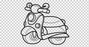 Scooter Car Motorcycle Drawing Раскраска, скутер, белый, рука, велосипед png
