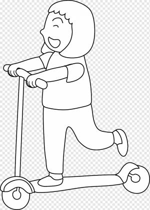 Kick scooter Книжка-раскраска Мотоцикл, самокат, угол, белый, ребенок png