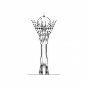 Байтерек в лайн-арте