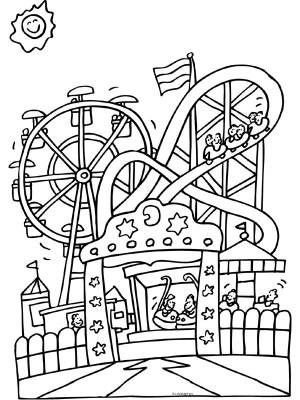 kleurplaten achtbaan pretpark
