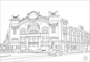 Вокзал раскраска для детей