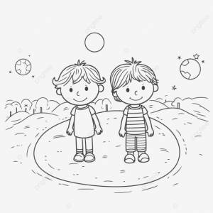 рисунок двое детей стоящих на планете раскраски наброски эскиз вектор PNG , рисунок планеты, рисунок крыла, рисунок самолета PNG картинки и пнг рисунок для й загрузки