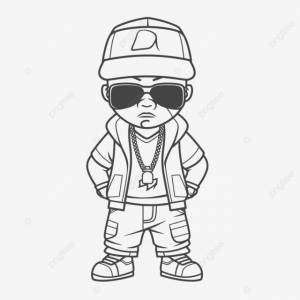 рисунок милый молодой рэпер раскраски страницы наброски эскиз вектор PNG , рисунок крыла, рисунок кольца, цветной рисунок PNG картинки и пнг рисунок для й загрузки