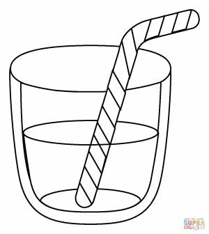 Раскраска Кубок с соломенными смайликами