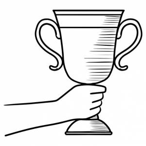 Ручной рисунок в стиле каракулей держит кубок чемпионов мультяшный рисованной иллюстрации для концептуального дизайна