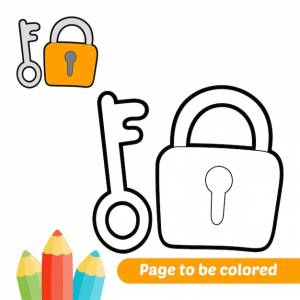 Книжка-раскраска для детей ключ и замок вектор