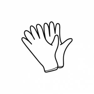 Ручной рисунок детский рисунок мультфильм черные одноразовые нитриловые перчатки значок изолирован на белом фоне