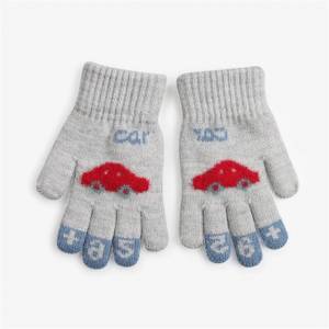 Зимние новые милые детские автомобильные жаккардовые теплые перчатки холодной вязки для учеников начальной школы 5-10 лет