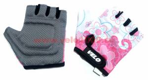 Перчатки детские, XS, розовый рисунок цветы