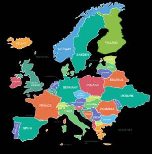 Карта Европа Континент