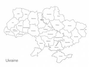 Контурная карта украины с областями на белом фоне