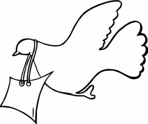 Раскраски голубь, Раскраска почтовой голубь трафарет голубя Голубь