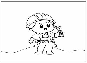 Boy with Wrench Coloring Page