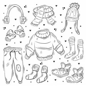 Ручной набор зимней одежды каракули раскраски