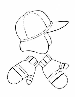 Раскраски Раскраска Зимняя кепка и варежки для мальчиков Одежда