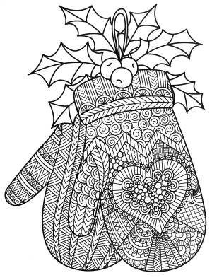 Раскраска Красивые зимние варежки