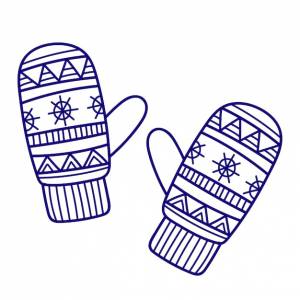 Вязаная зимняя одежда векторная плоская иллюстрация варежки перчатка с узором