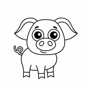 Животное на ферме для детей раскраски смешная векторная свинья в мультяшном стиле