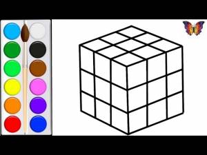 Toy RUBIKS CUBE coloring and drawing with Colorful Colors for kids, toddlers