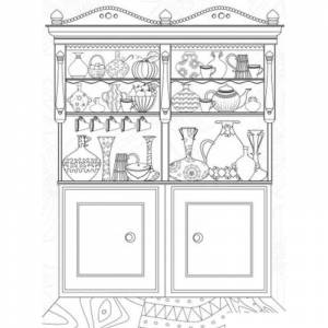 Раскраска шкаф с посудой