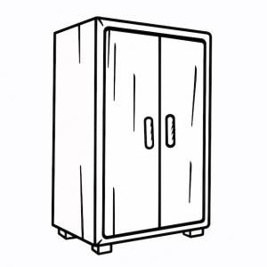 Вектор рисованной книжки-раскраски шкафа
