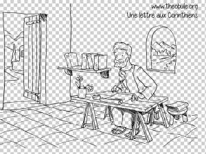 Иллюстрация Книжка-раскраска Штриховые рисунки Письмо Рисование, играя арфу Библии силуэт, угол, мебель, ребенок png