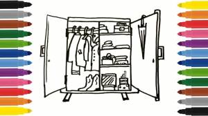 Как нарисовать ШКАФ С ОДЕЖДОЙ