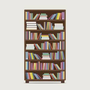 иллюстрация классического книжного шкафа на белом фоне