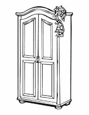 Раскраски шкаф, Раскраска Мебель компьютерный стол книжный шкаф мебель