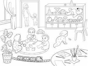 Детский сад раскраска для детей мультфильм векторные иллюстрации