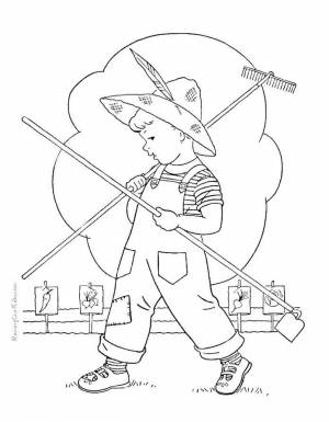 Раскраски Раскраска Ребенок в огороде огород огород