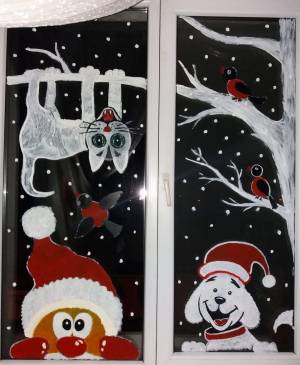 Рисунки на окна новогодние