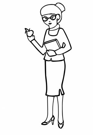 Раскраска Учитель Яблоко