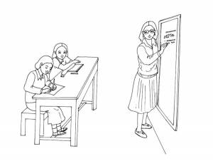 Раскраски учитель, Раскраска школа Учитель у доски в школе Школа