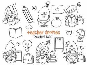 Раскраска учитель гномов каракули школа гномов