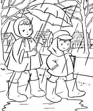 Раскраска дождь осень