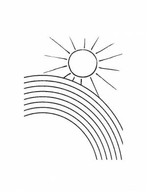 Раскраски Раскраска Солнце над радугой дождь