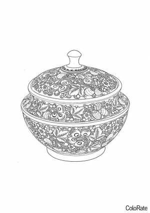 Раскраска Хохломская сахарница